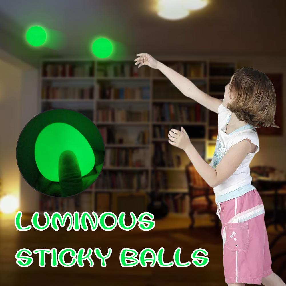 6cm Luminous Balls High Bounce Glowing Stress Ball Dark The In Glow Sticky