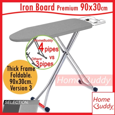 Ironing Board 90x30cm board. 4 PIPES. THICK Frame. Foldable. Height adjustable. READY Stocks SG. HomeBuddy. Acev Pacific. iron board.