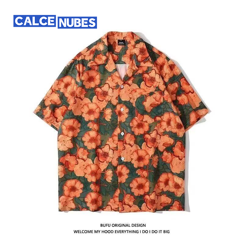 CalceNubes วัยรุ่นออกแบบฤดูร้อนดอกไม้เทศกาลสงกรานต์ฮาวายวันหยุดเสื้อแขนสั้น ราคา 141 บาท*ส่งฟรี