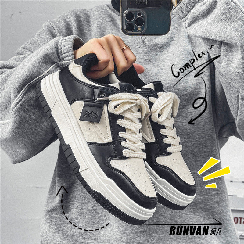 Edge Wardrobe Giày nam sneaker thể thao da PU màu trắng hot trend 2024 đế cao su non 5cm êm chân - G
