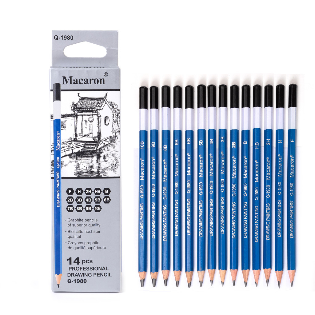 14Pcs/box Professional Sketch Charcoal Pencils Set F/H/2H/HB/B/2B/3B/4B/5B/6B/7B/8B/9B/10B Drawing Writing For Students Art Supplies