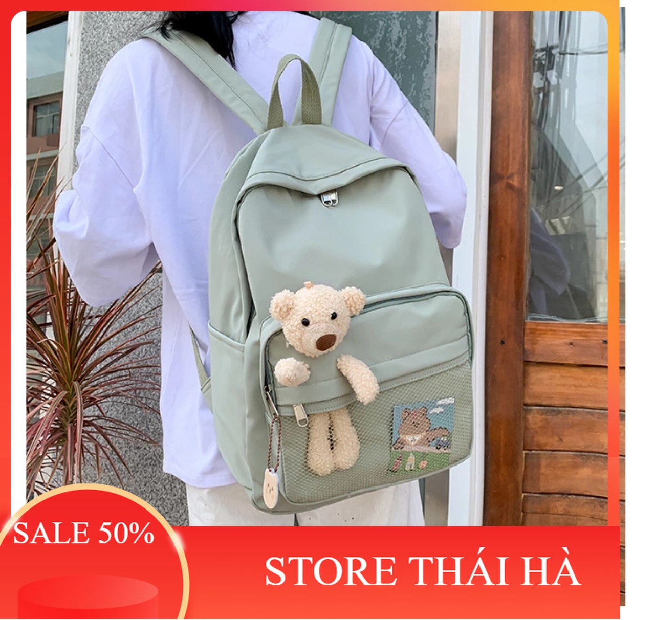 Balo gấu ulzzang chống Kute nước mẫu hót nhất 2020 có kèm gấu B042