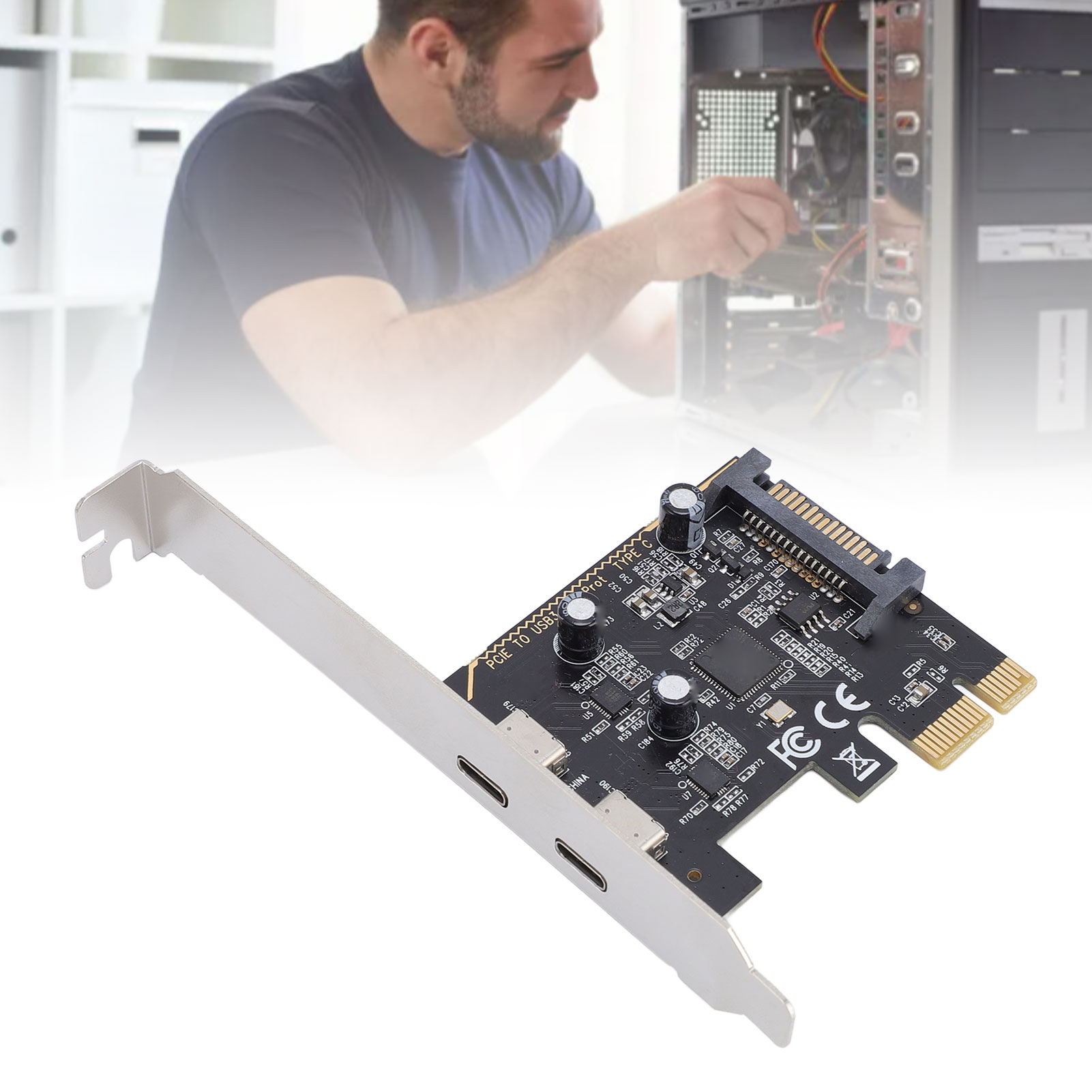 Garosa Thẻ mở rộng Zunate PCIe sang USB C Thẻ mở rộng 2 cổng USB 3.2 Gen 1 (5Gbps) với chip ASM1042 Plug & Play Không cần nguồn điện bên ngoài cho máy tính để bàn (Hỗ trợ 7/8/10) Giá 273,000 Đồng*Miễn phí vận chuyển