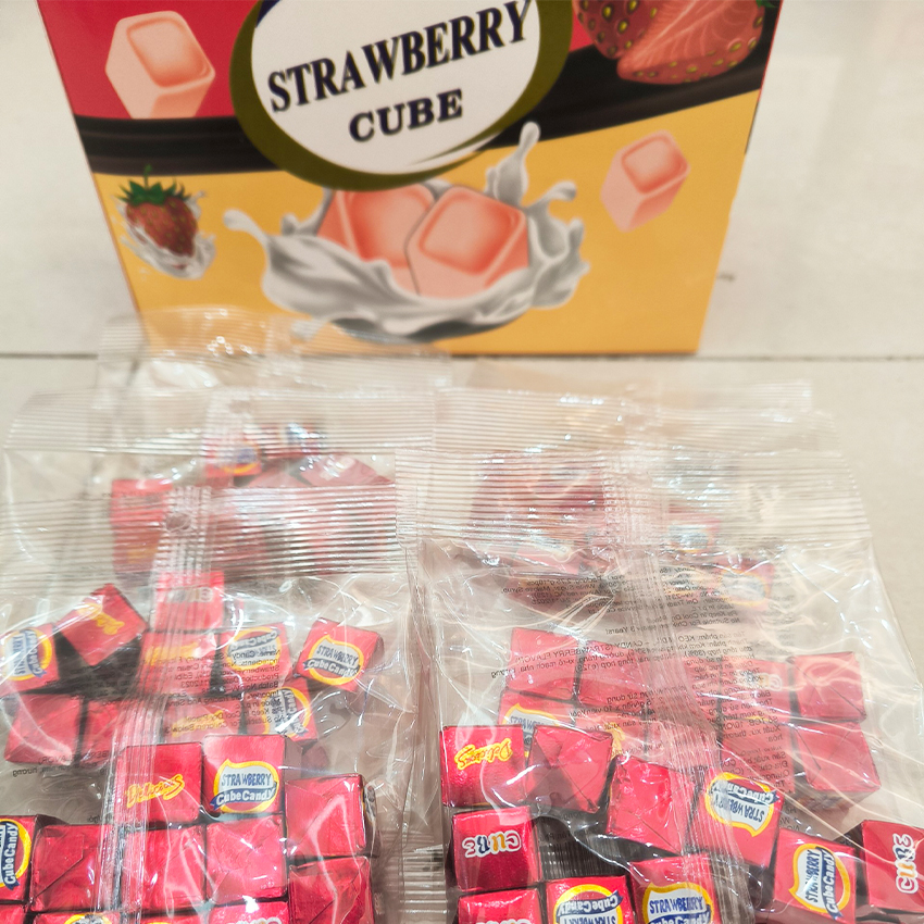 Combo 5 gói kẹo cube sữa vị socola, dâu, sữa bò k57 - beegin food store