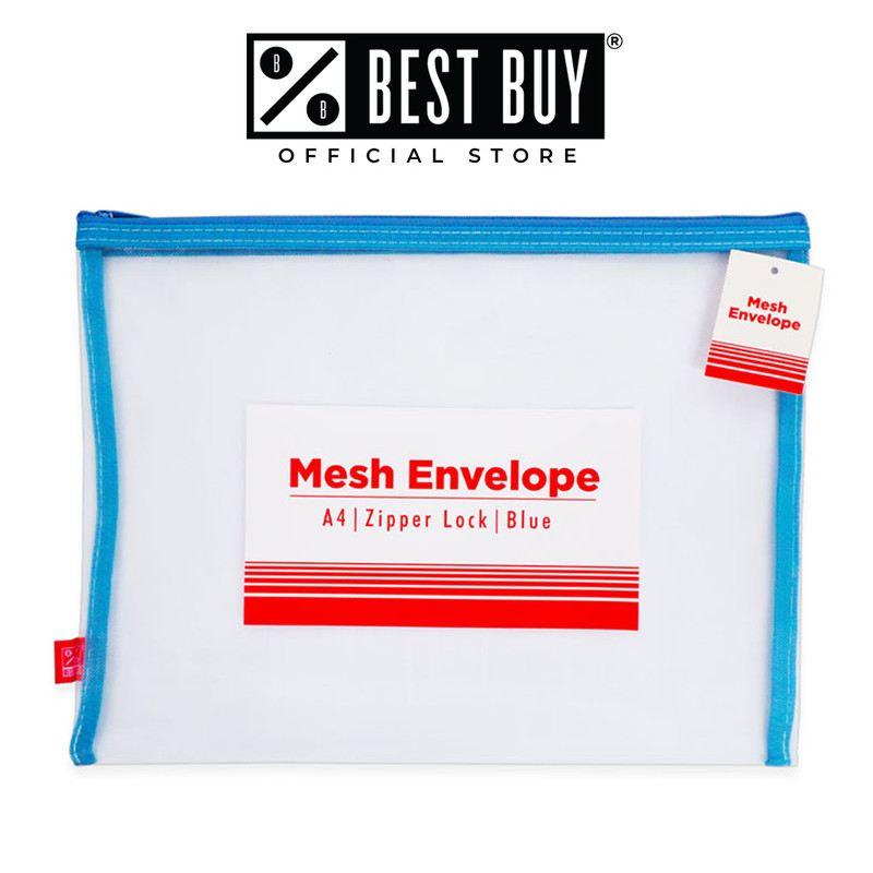 Best Buy Mesh Envelope A4 Single Colored Zipper Blue