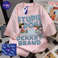 【จัดส่งจากกรุงเทพฯ】🔥NASA ฤดูร้อน ยูนิเซ็กส์ แขนสั้น casual ลายเด็กสาวและสุนัขสไตล์ปัก👧เทรนด์ oversize คอกลม เสื้อYG4576