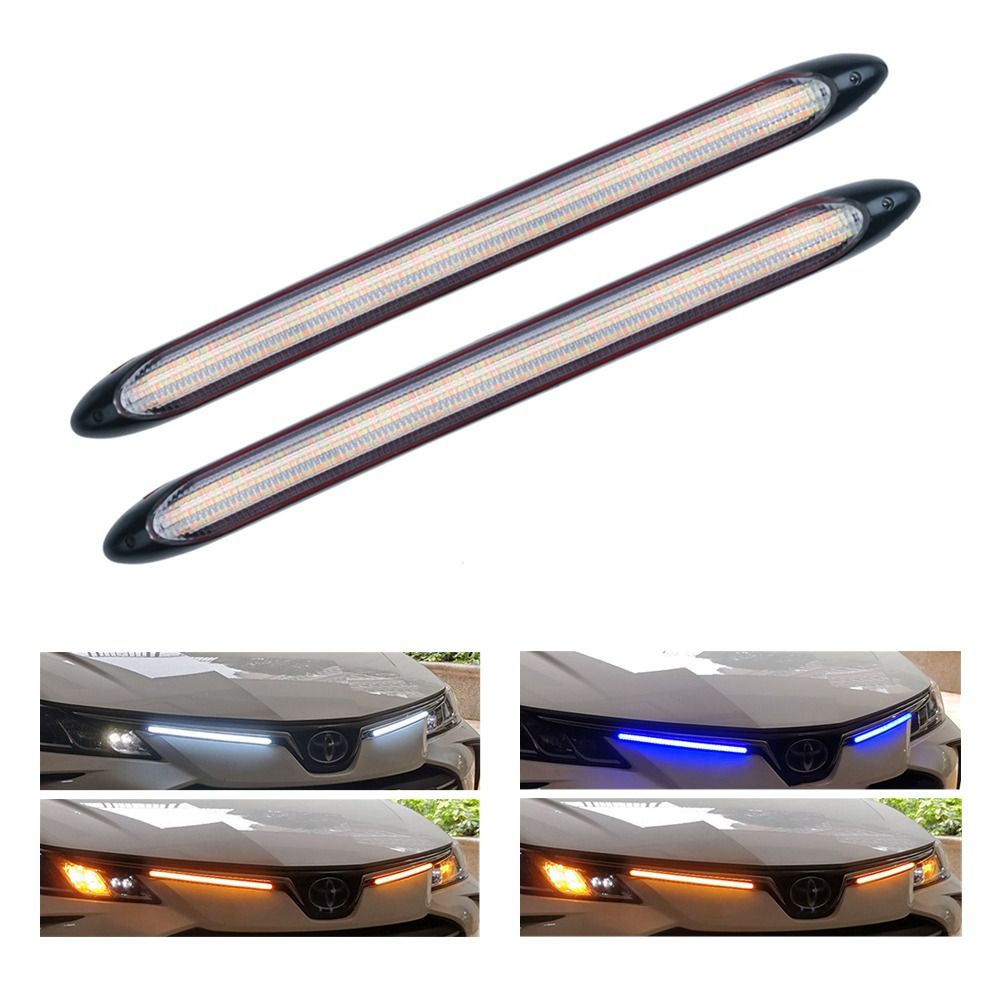 Zoataal 2 cái đèn pha tự động linh hoạt drl dải đèn led không thấm nước trắng tín hiệu báo rẽ màu vàng bắt đầu scaing đèn chạy ban ngày dẫn lái xe ngày đèn drl dẫn lái xe ngày đèn chảy ngày ánh sáng