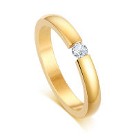 Vnox 3Mm Đơn Giản đánh bóng sáng Engagement Ring Cho Phụ Nữ Người Đàn Ông 18K Vàng màu thép không gỉ đá Cubic Zirconia Mỏng Nhẫn đám cưới Món Quà Kỷ Niệm