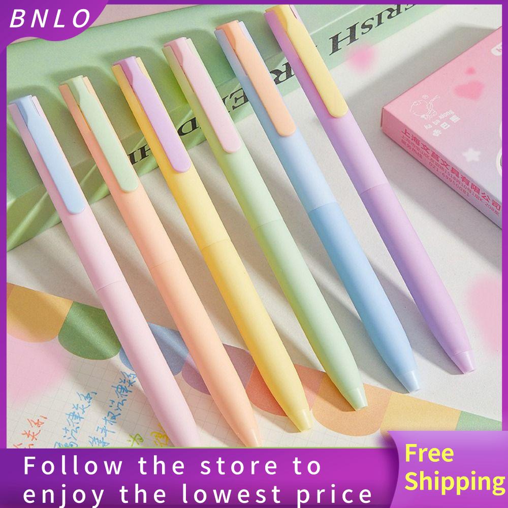 BNLO 6PCS/Set Fine Point Bút gel màu Mực màu 0.5mm Viết trơn tru Bút trung tính Chất lượng cao Loại ấn Bút bi Học sinh