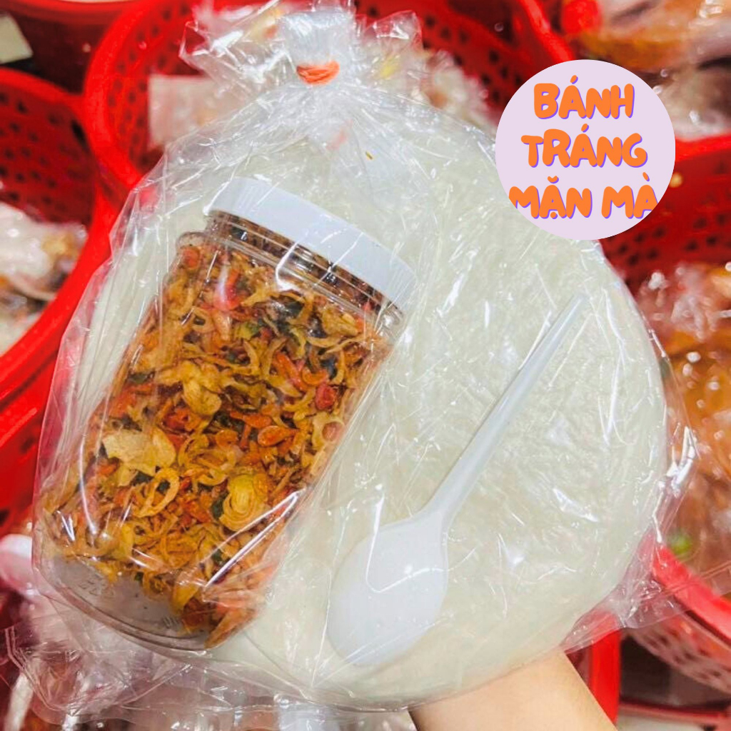 Combo 500gram bánh tráng phơi sương dẻo tây ninh + 200gram hũ muối tép hành phi