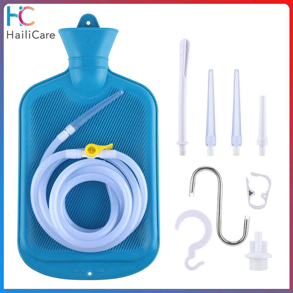 Hailicare 2L Enema Bag Kit Reusable Natural Rubber Insulated Hot Water Bag Water Colon Cleansing Flusher Constipation Enema Bag Set Detox Cleanse Care ราคา 412 บาท*ส่งฟรี