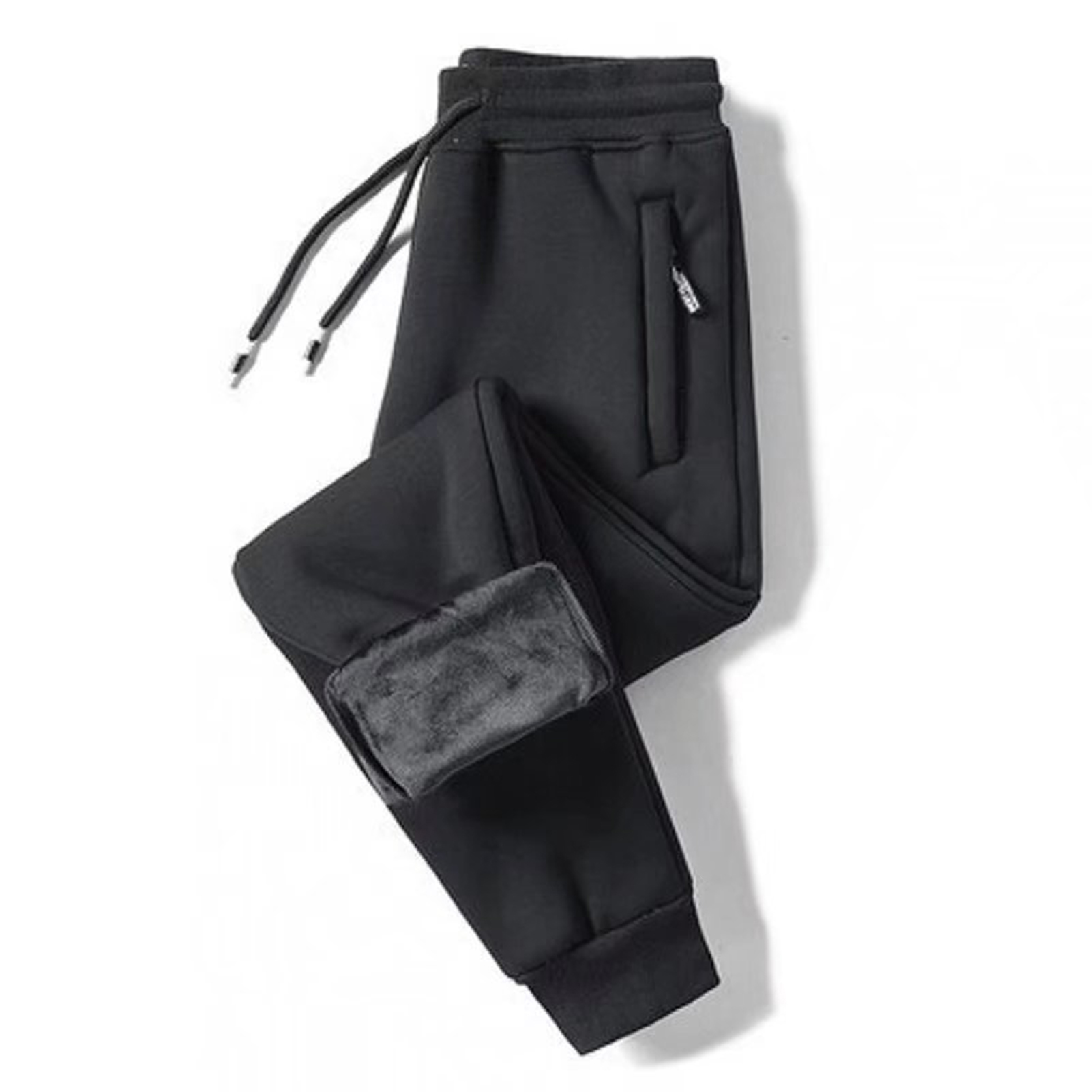 UHH Men Polyester Pants Winter Pants for Men Men's Thick Fleece Lined Jogger Pants Warm Casual Sports Sweatpants with Zipper Pockets Loose Fit Winter Trousers for Daily Wear and Street Style