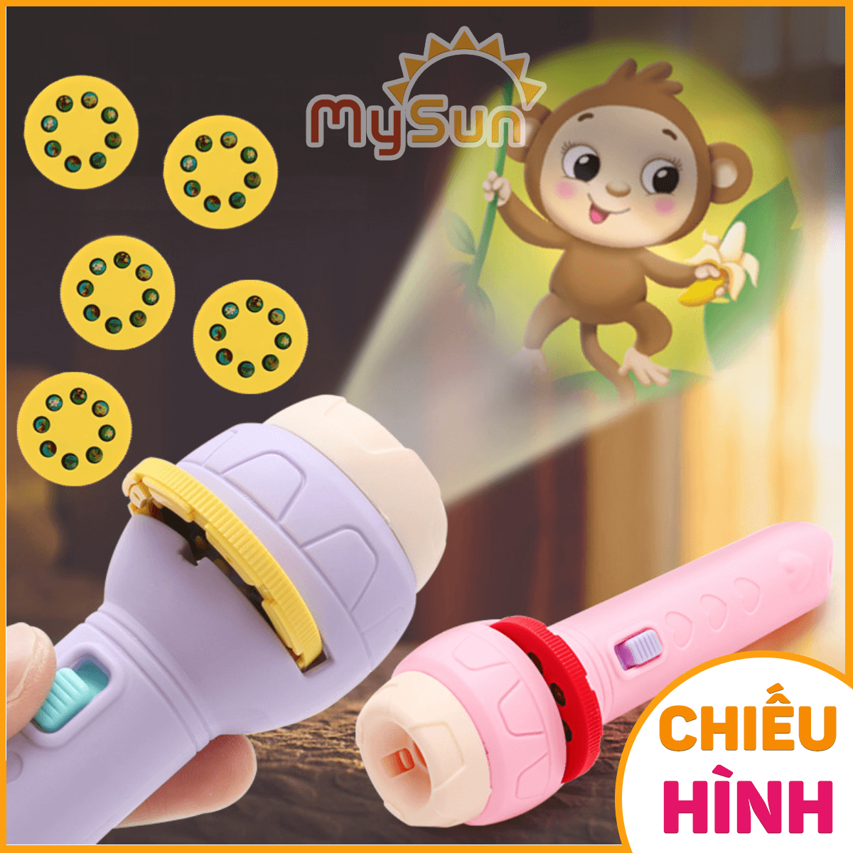 Đèn pin đồ chơi chiếu 24 56 hình con vật kể chuyện cho bé - MySun