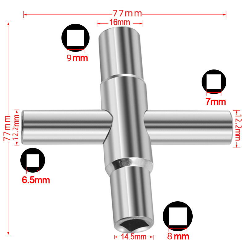 Quartet wrench cross faucet wrench 4 in 1 silver wrench manual bathroom wrench hardware tools wholesale