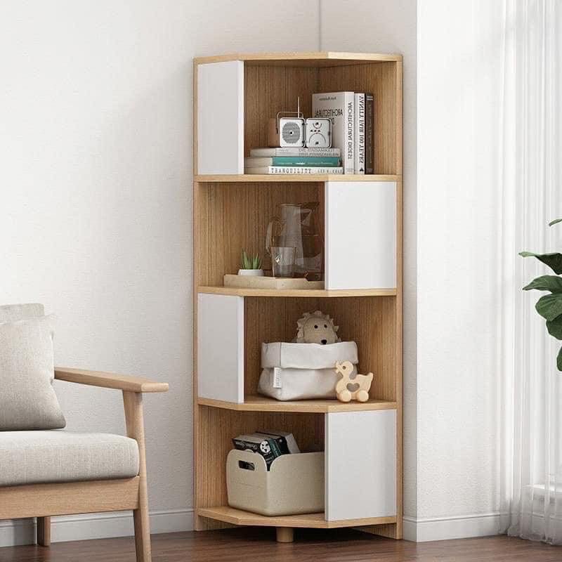 Kệ sách freeship kệ để góc tường hình tam giác 4 tầng cực tiện ích_ảnh thật