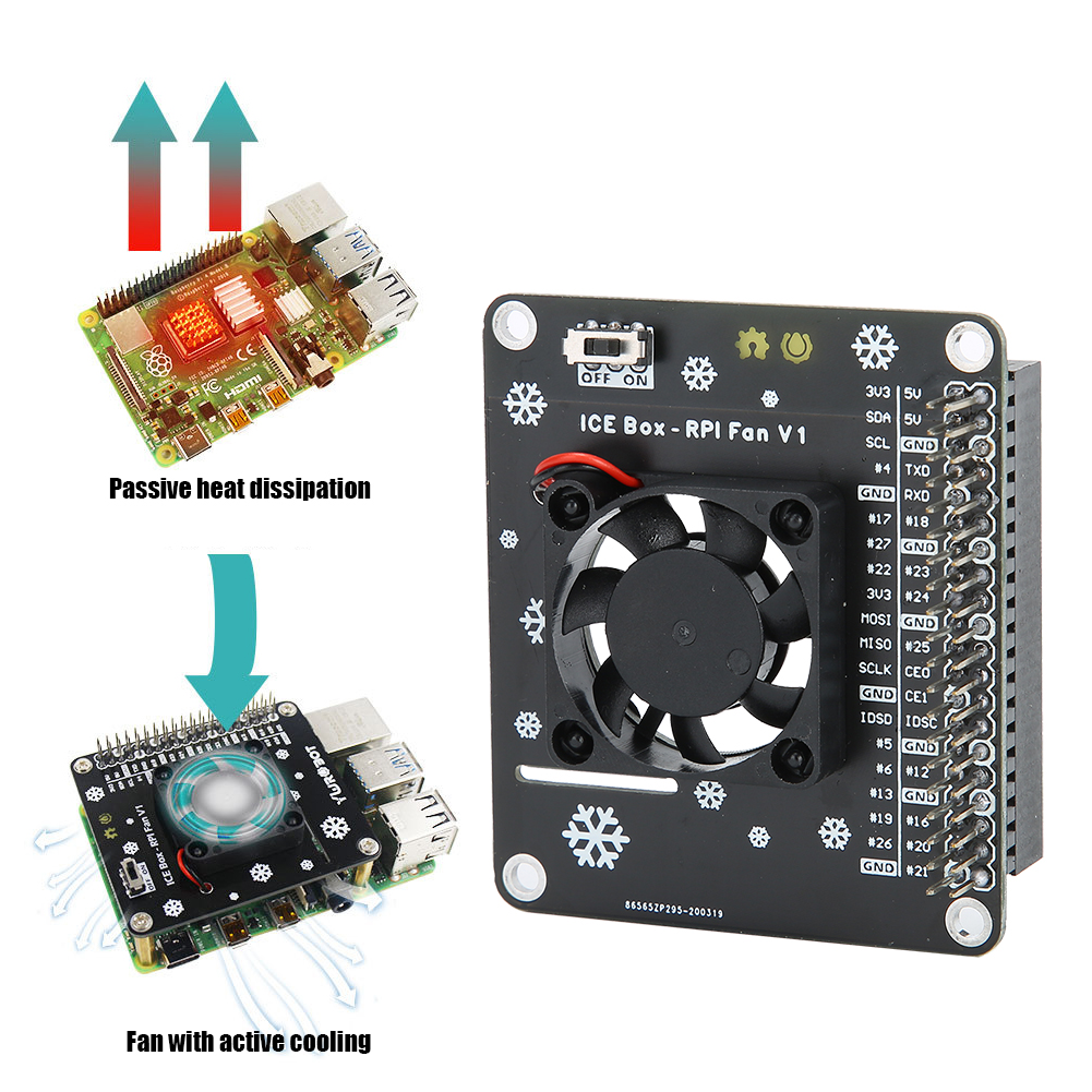 Garosa Quạt làm mát Đèn LED Phụ kiện máy tính cho Bảng mở rộng GPIO Raspberry Pi 4B / 3B Giá 262,000 Đồng*Miễn phí vận chuyển