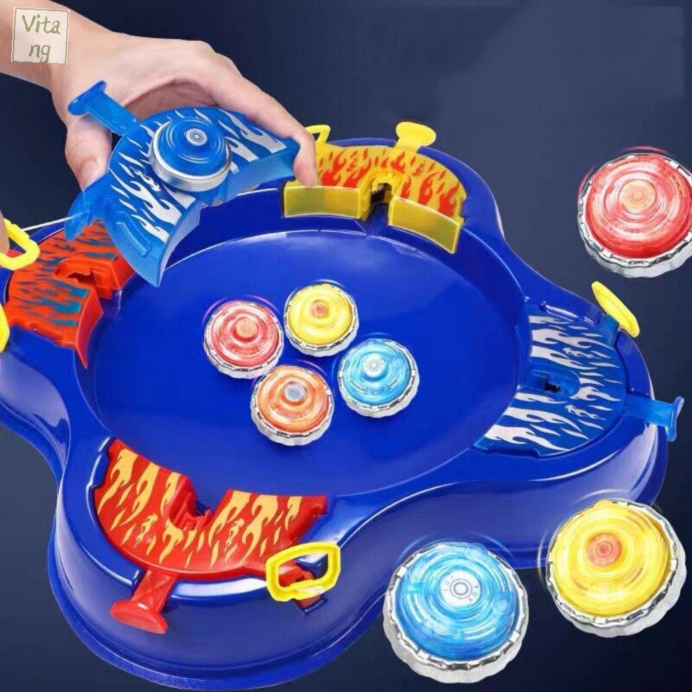 VITANG Con quay Bộ đồ chơi đỉnh cao Gyro Set Duel Quay Va chạm Đĩa kéo Gyro Big Battle Trò chơi giải đố Gyro Play Phim hoạt hình Trò chơi máy tính để bàn Gyro Battle Disk Quà sinh nhật cho bé trai