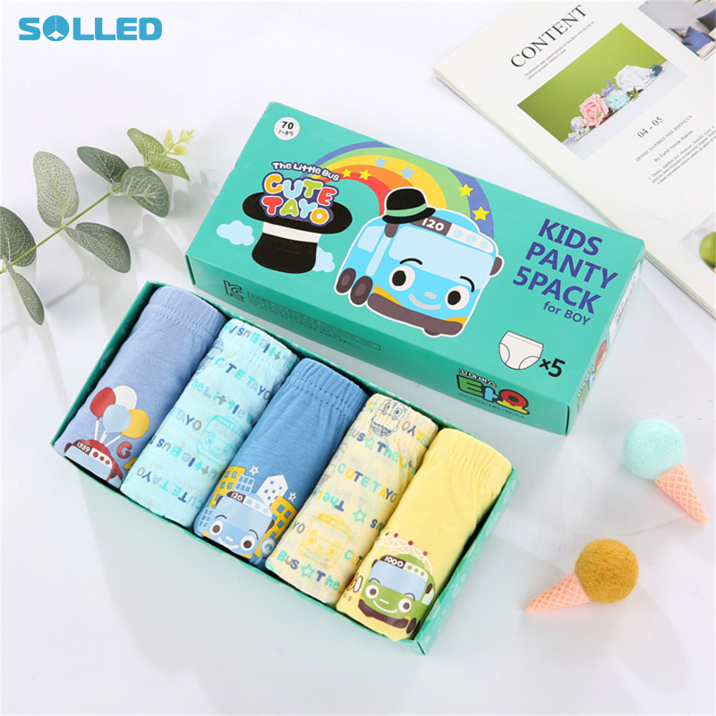 Toddler Underwear Little Boys Cartoon Bus Panties Soft Cotton Breathable Comfort Panty Briefs (5 Pack)