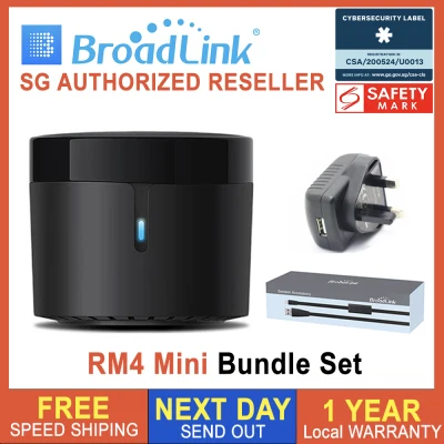 BroadLink RM4 Mini WiFi IR Univeral Remote Control, Smart Home Automation, TV Air-Con Works with Amazon Alexa Echo Dot Google Asisstant Nest Mini Nest Hub, RM Mini 4, RM4C Mini, RM Mini 4C, HTS2 Sensor Cable Optional [1 Year Local Warranty]