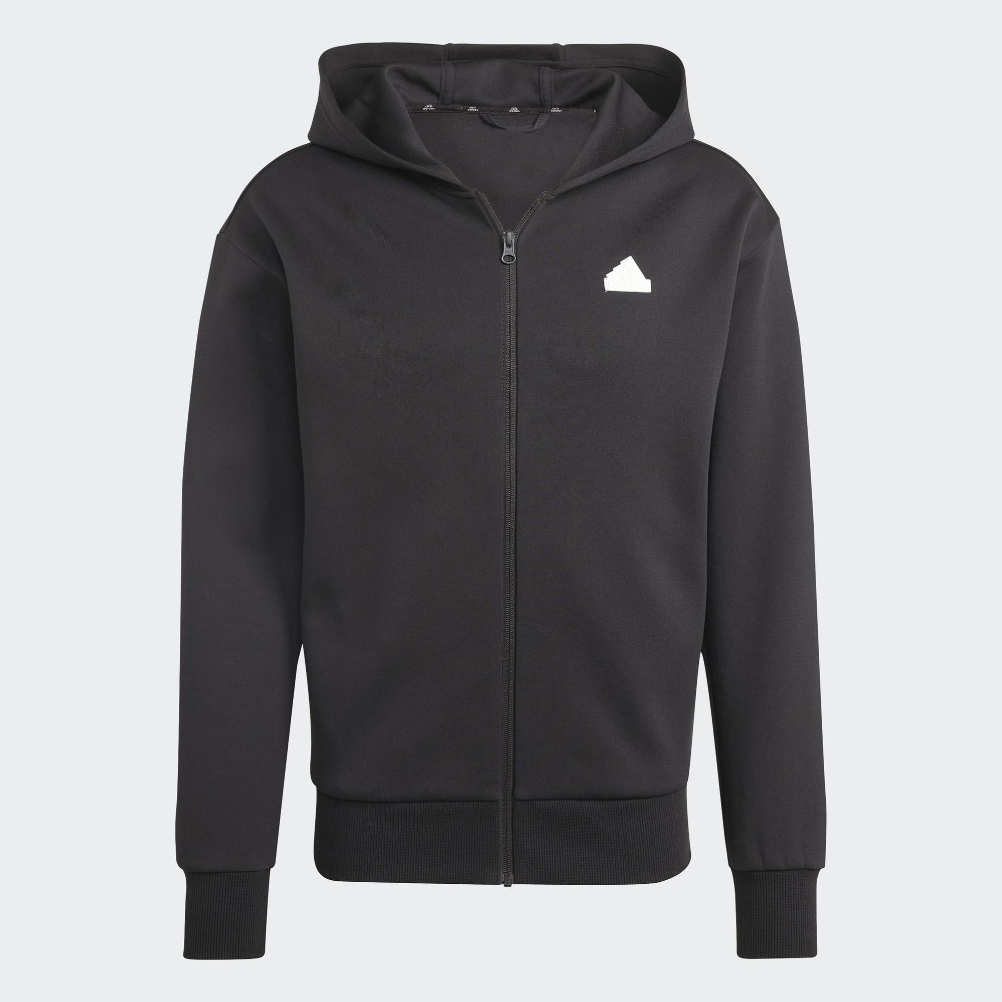 adidas Phong cách sống Áo Hoodie Khóa Kéo Dọc Thân Badge of Sport Future Icons Unisex Đen IB4937