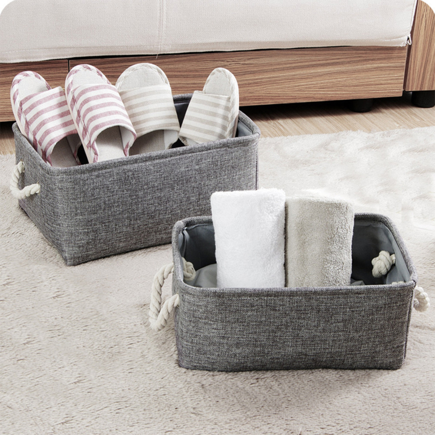 Linen Lưu Trữ Giỏ Có Thể Gập Lại Đồ Lặt Vặt Lưu Trữ Giỏ Hộp đựng mỹ phẩm Cotton hộp lưu trữ vải lanh Giá để tài liệu