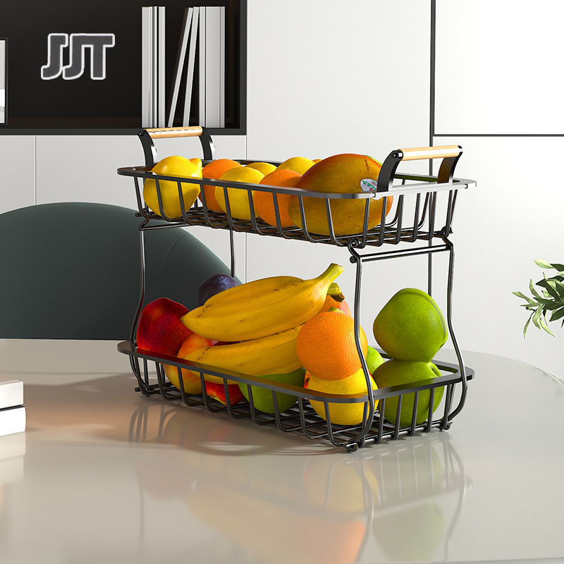 shelf Double shelf fruit basket Multifunctional double-layer storage basket Fruit storage basket Household storage basket Living room dried fruits snacks basket ราคา 348 บาท*ส่งฟรี