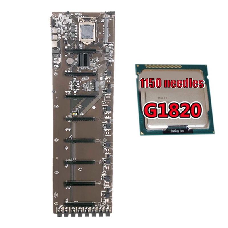 B85 BTC Mining Motherboard with G1820 CPU LGA1155 Support DDR3 8PCI-E 65mm Large Spacing Graphics Card Slot ราคา  10,297 บาท*ส่งฟรี