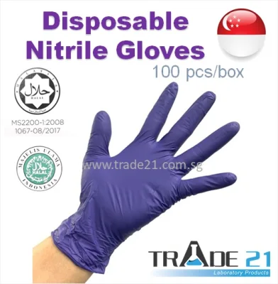 [SG READY STOCK] 100pcs Disposable Nitrile Gloves HALAL Powder Free gloves Food Grade Food Safe Nitrile Gloves Multipurpose Gloves