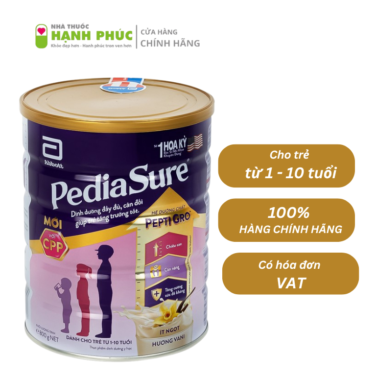 Sữa bột dinh dưỡng Pediasure cho trẻ 1-10 tuổi hỗ trợ tăng cân và phát triển chiều cao