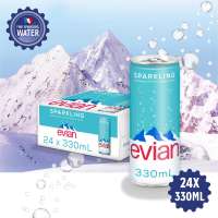 Evian Sparkling Carbonated Natural Mineral Water Can 24 x 330ML - Carton