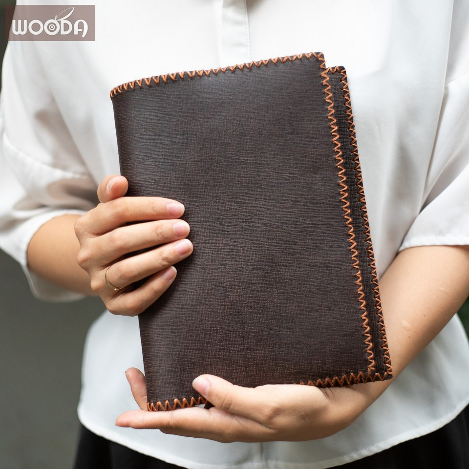 Bìa sách da bò thiệt, bìa sách da thật 100%, bao da sách handmade tối giản