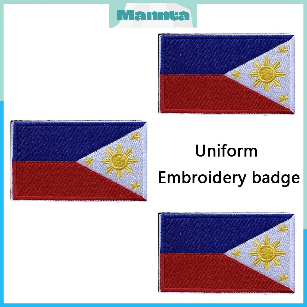 Philippines Flag Patch – Filipino Iron-On Embroidered Badge – Small Size – Made In France