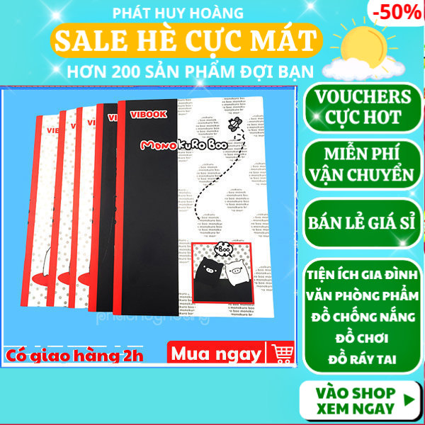 Lốc 5 tập học sinh 200 trang, tập sinh viên 200 trang con heo Monokuro Boo giá sỉ , tập sinh viên , tập 200 trang , tập khổ lớn , tập kẻ ngang , tập giá rẻ , tập ghi chép đẹp ,đồ dùng học tập , Phát Huy Hoàng