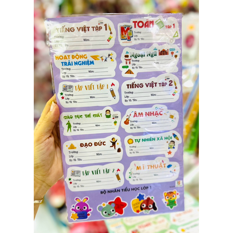 Xấp 60/70 Giấy Nhãn Dán Vở Môn Học Các Lớp 1-8 Hot Hit