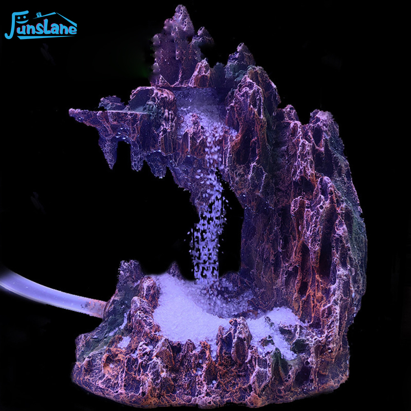 FunsLane Fish Tank Rockery Decor Underwater Sand Waterfall Aquarium Mountain View Decoration Resin Landscape Ornament For Fish Tank ราคา 835 บาท*ส่งฟรี