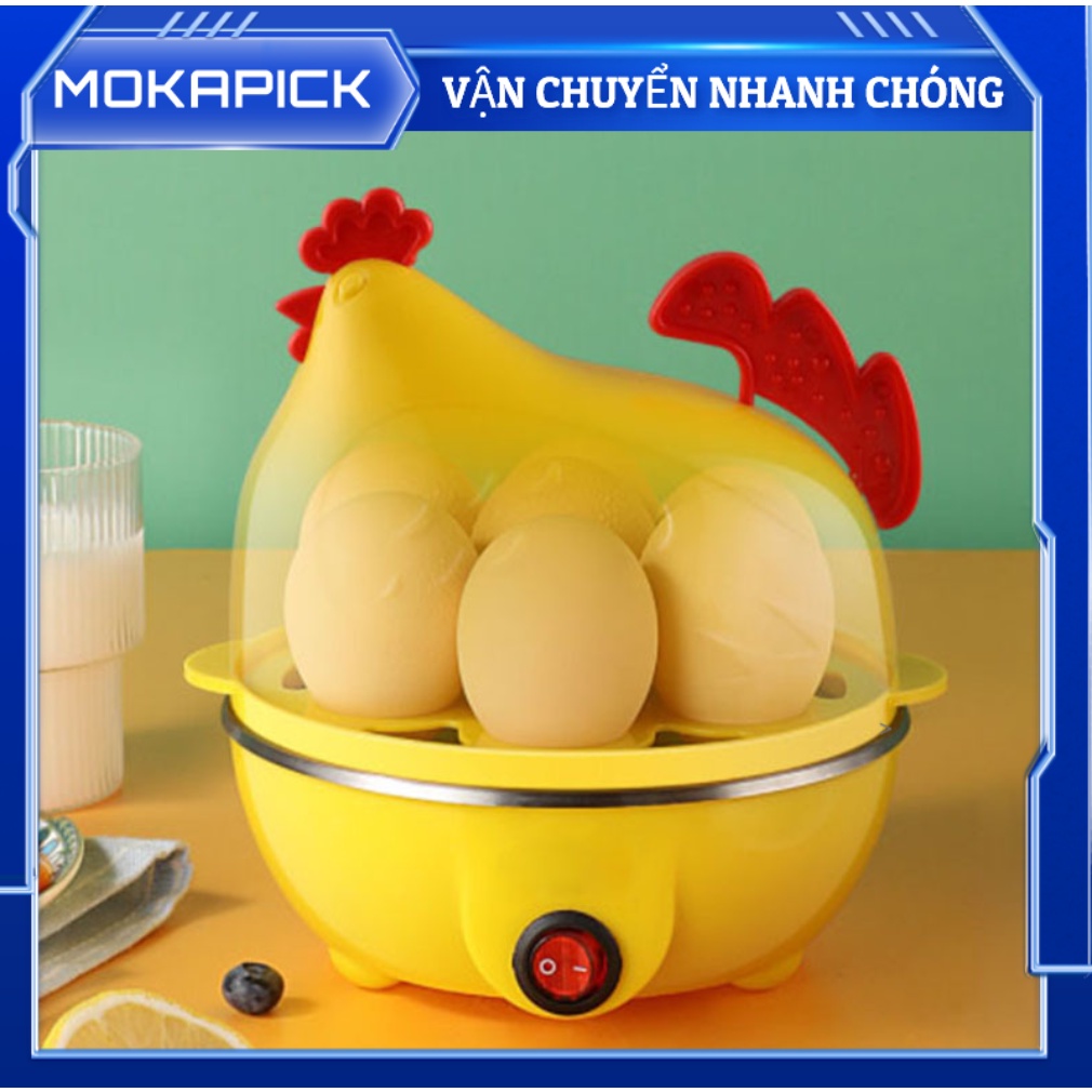 Nồi hấp trứng điện đa năng Hình dạng gà luộc nhanh 7 công suất Tự động ngắt Máy ăn sáng mini Mokapick