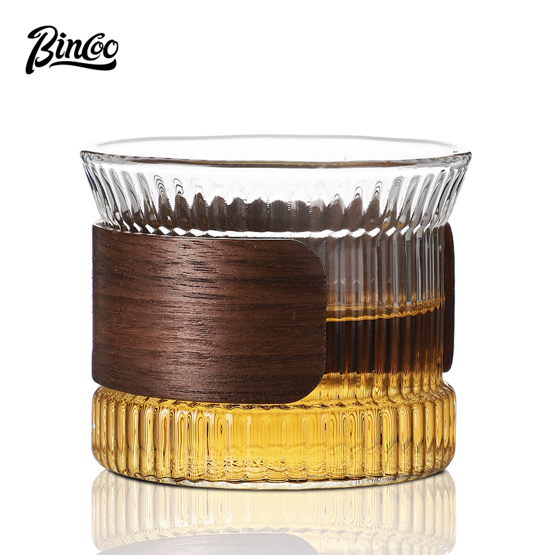 BINCOO Glass Cup Tea Coffee Mug Bamboo Ring Anti-Scalding High Temperature Resistant for Household and Office 150ML ราคา 139 บาท*ส่งฟรี