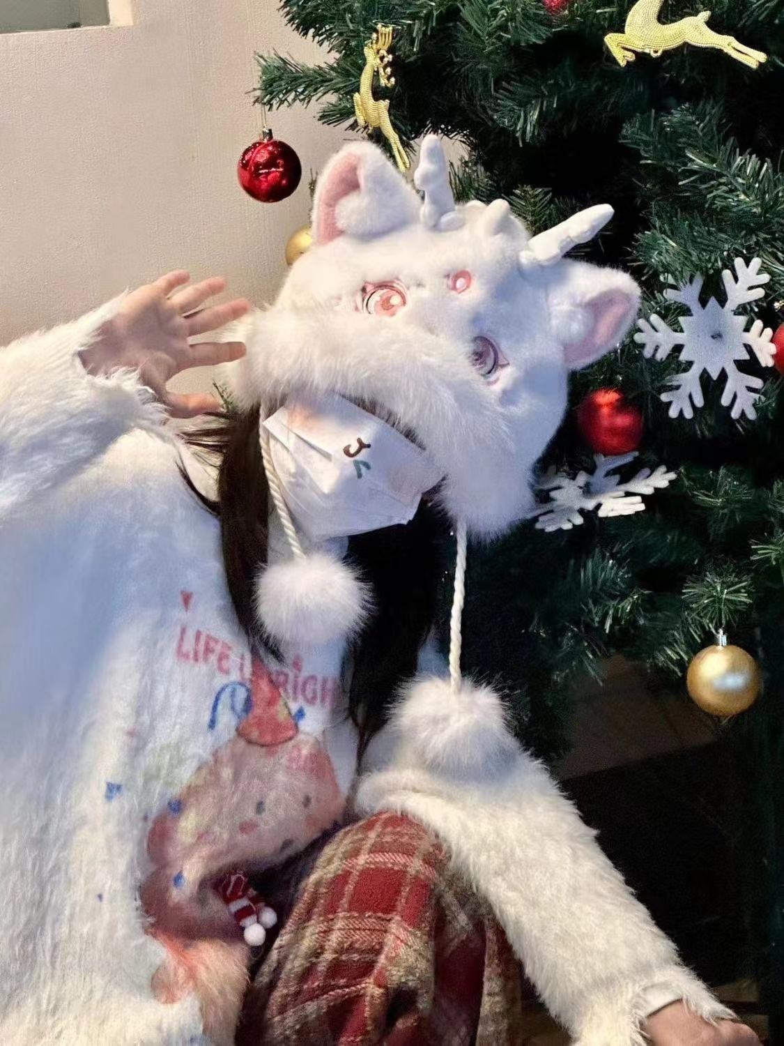 น่ารักนางฟ้า Luo Shen มังกรสาวหูหมวกเจ้าหญิงน่ารักปีใหม่มังกรปีของขวัญตุ๊กตาหมวก ราคา  510 บาท*ส่งฟรี