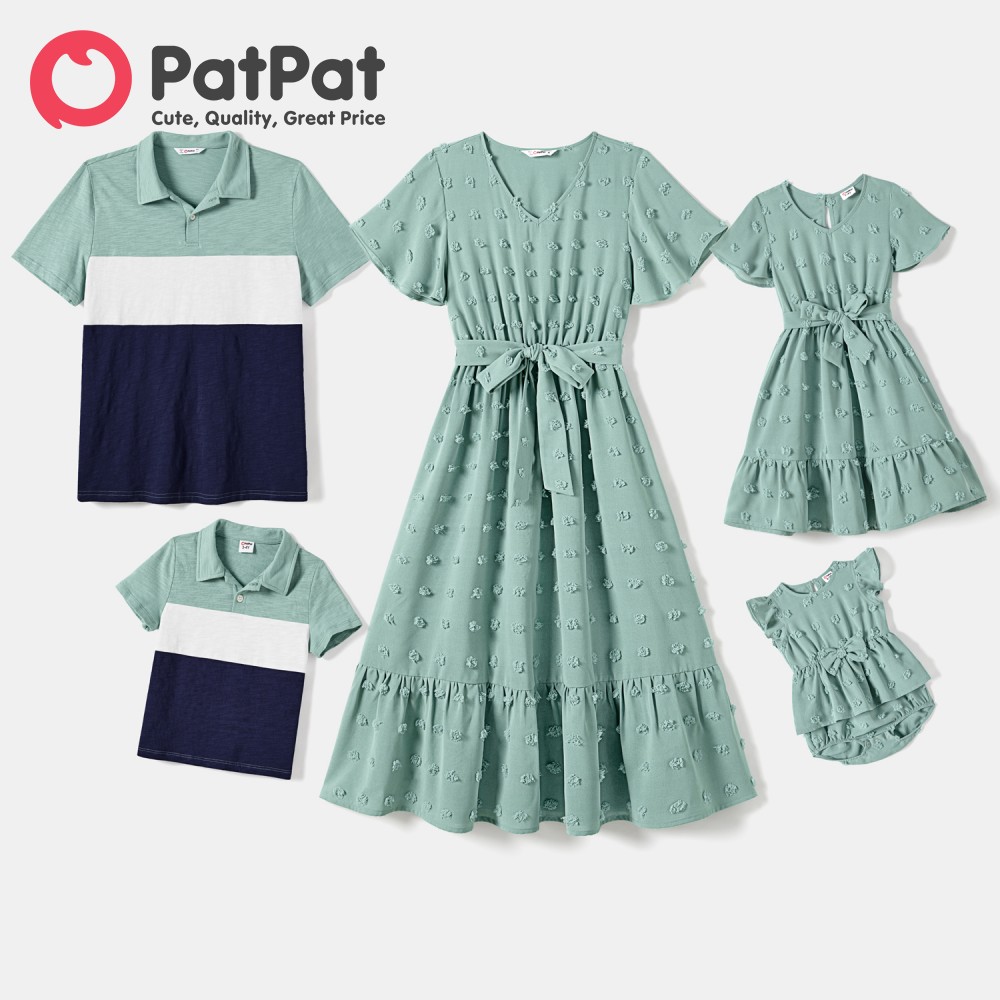 PatPat Family Cotton Casual Solid Color Short Sleeve Medium Thickness