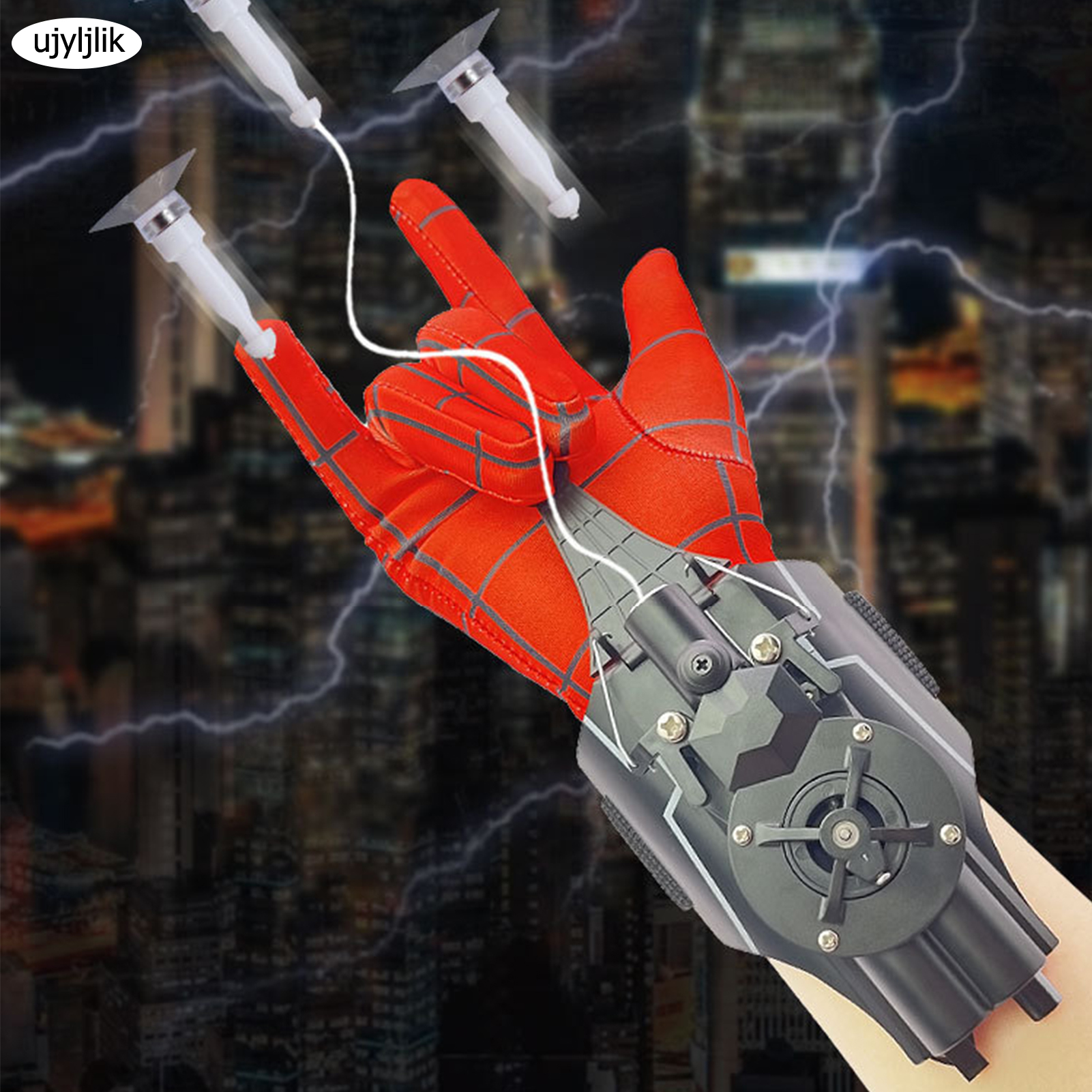 Spider găng tay người đàn ông web Shooter đồ chơi dễ sử dụng và thú vị cho trang phục hóa trang bên sân khấu cho thấy