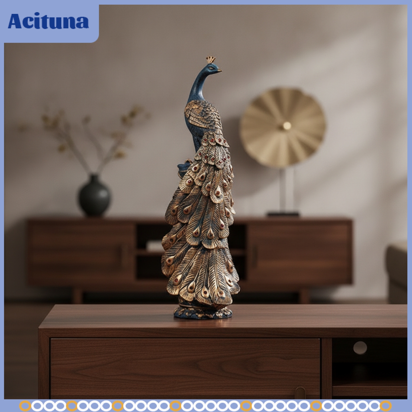 Acituna Tall Peacock Figurine Detailed Peacock Statue Lifelike Decor Modern for TV Cabinet ราคา 17,650 บาท*ส่งฟรี