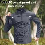 ASRV Cổ cao vừa một nửa Tay Dài Áo phông có dây kéo nam thể thao thoáng khí nhanh khô Comfort ngoài trời