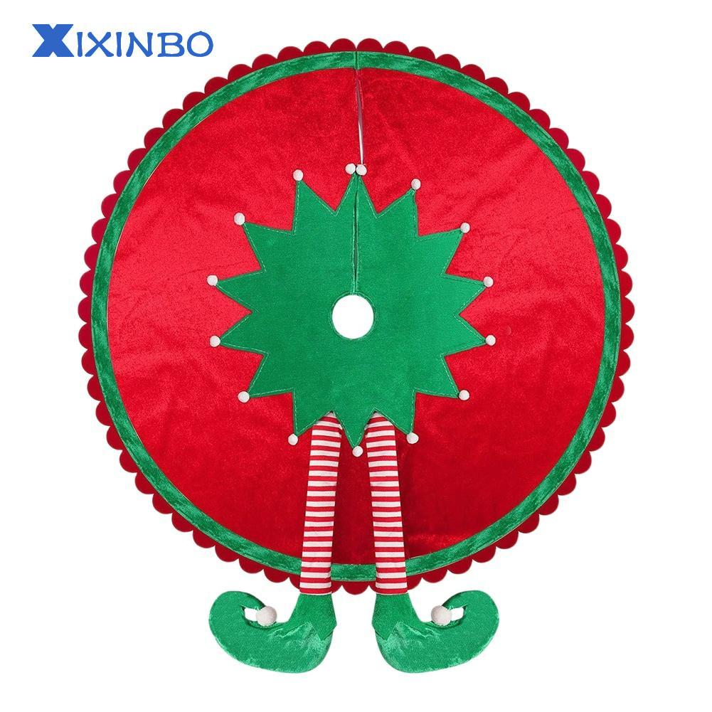 XIXINBO Christmas Tree Skirt For Elf Style Red Green Striped Legs Multiple Size Choices ราคา 1,229 บาท*ส่งฟรี