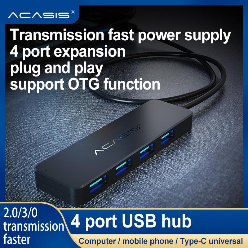Acasis USB 2.0/3.0 4 ports Compact Portable High Speed HUB Support Multipe USB Decice Hub for PC Laptop 4 Ports Extension Adapter