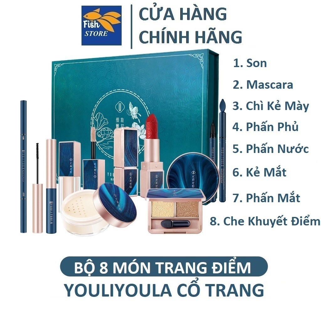 Bộ 8 Món Trang Điểm Youliyoula Hoa Sen Đẹp làm Quà Tặng
