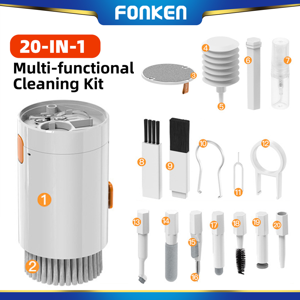 FONKEN 20-in-1 Cleaning Kit Computer Keyboard Cleaner Brush Earphones Cleaning Tools Keycap Puller Kit ราคา 222 บาท*ส่งฟรี