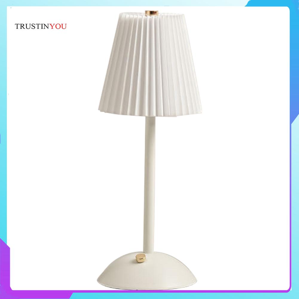 Pleated Shade Atmosphere Light with Metal Base Nordic Nightstand Lamp