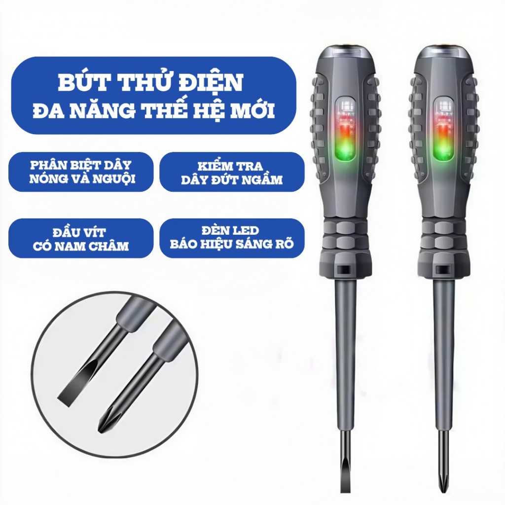 Bút thử điện tua vít từ tính dụng cụ kiểm tra điện đa chức năng kiểm tra pha dây đứt ngầm K257