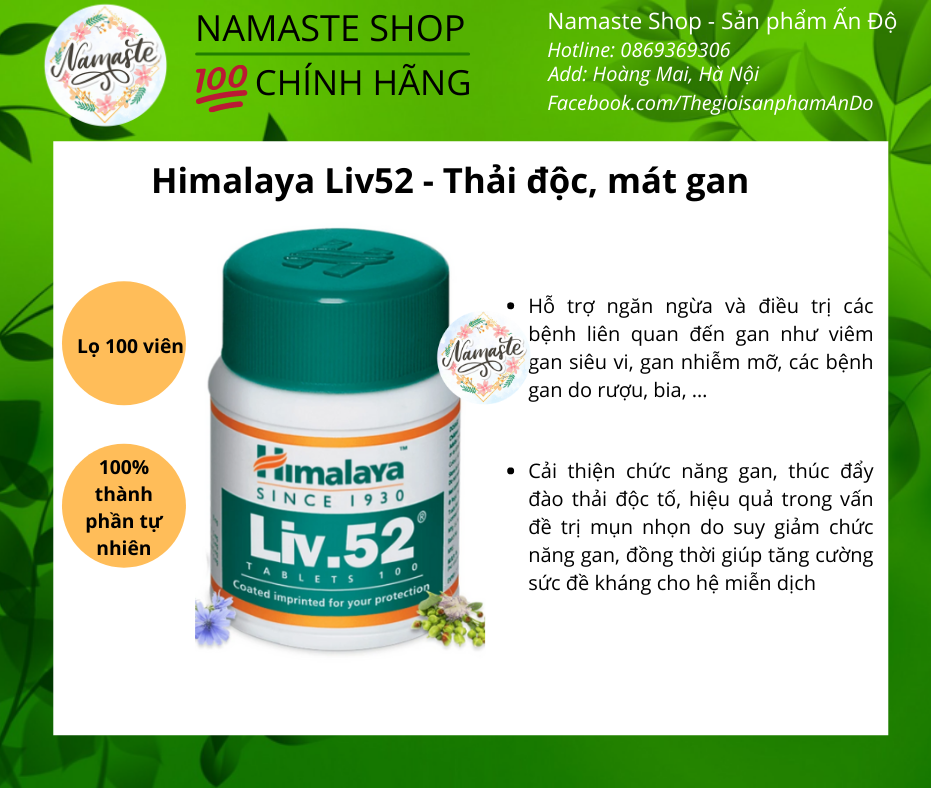 Himalaya Liv52 - Detox thải độc gan, mát gan, sạch mụn - 100 Viên
