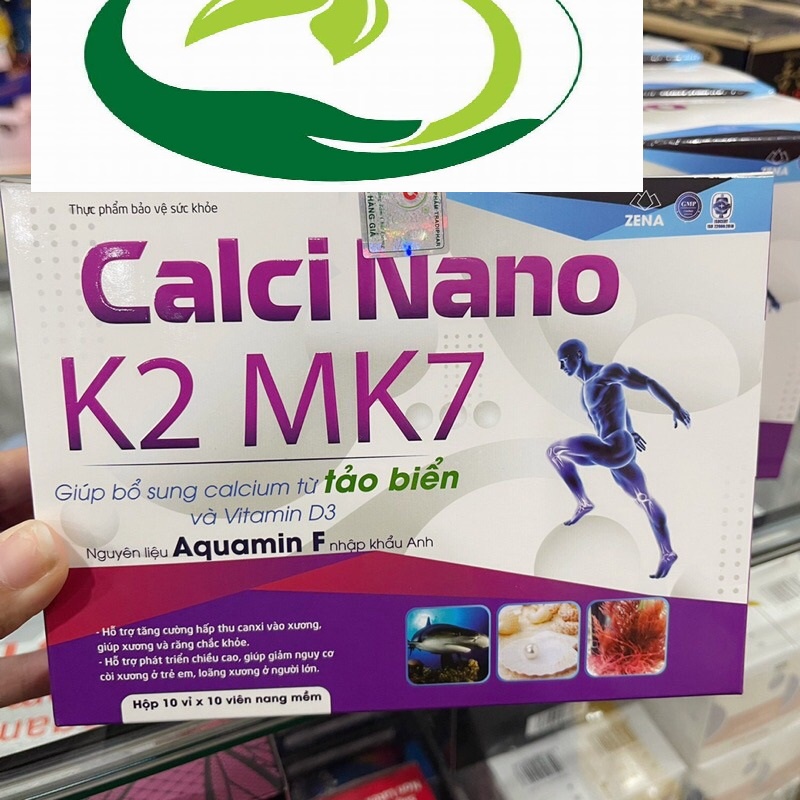 Viên uống CALCI NANO K2 MK7 - Hộp 100 viên giúp bổ sung Canxi D3 K2 MK7 từ tảo biển- giảm nguy cơ loãng xương